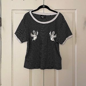 Hell Bunny Black & White Striped Ghost Top
